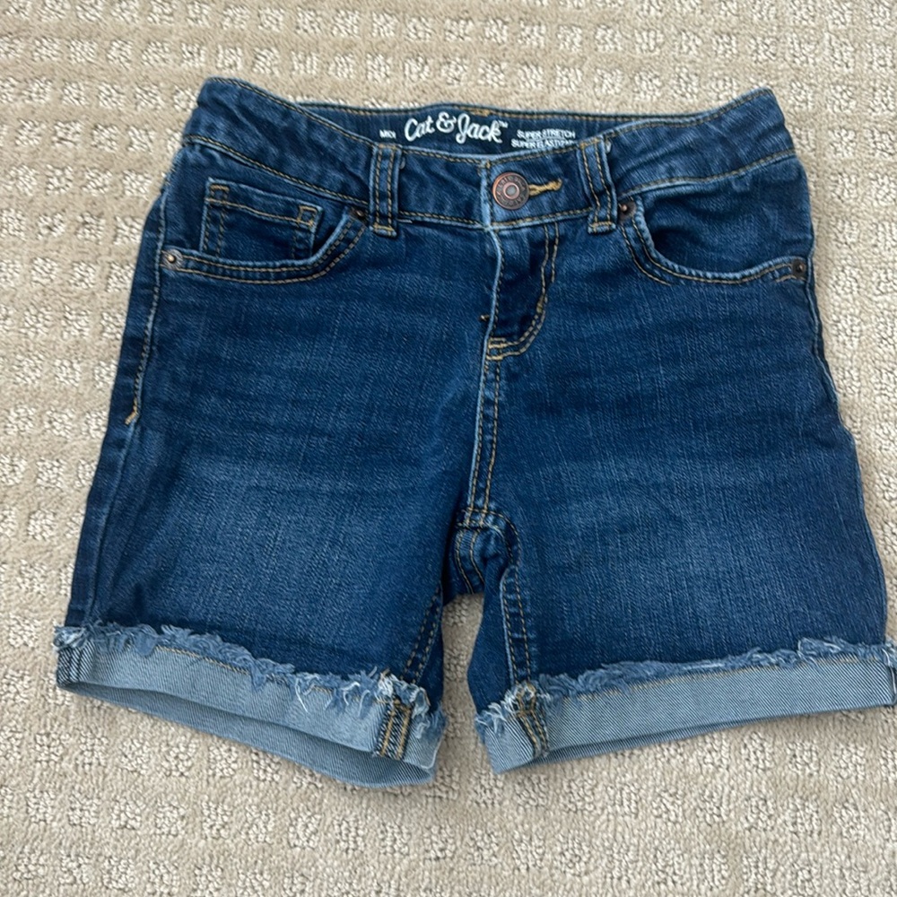 Cat & Jack Dark Blue Denim Rolled Cuff Shorts